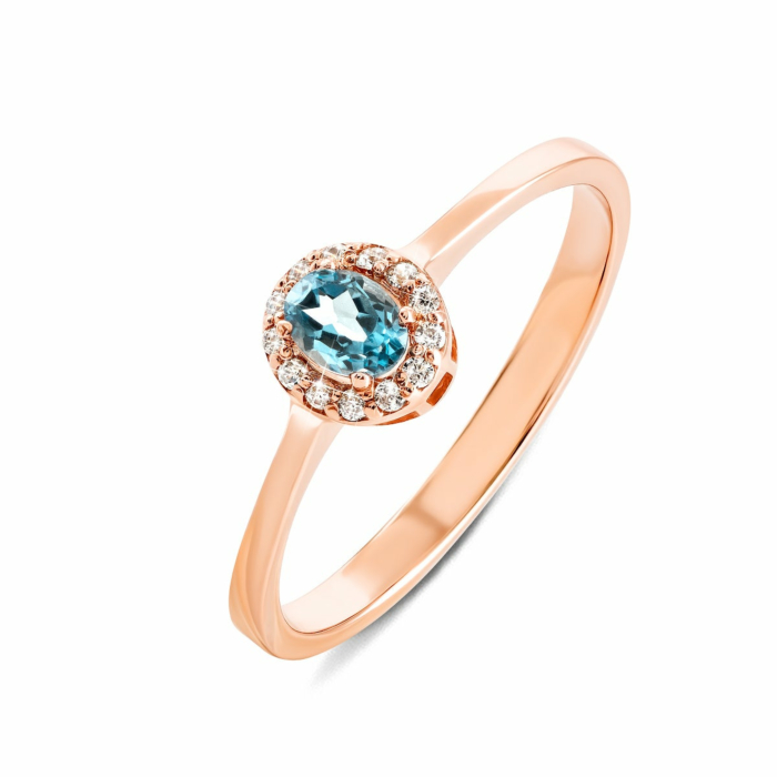Золотое кольцо с топазом и фианитами. Артикул UG5КД4034топ