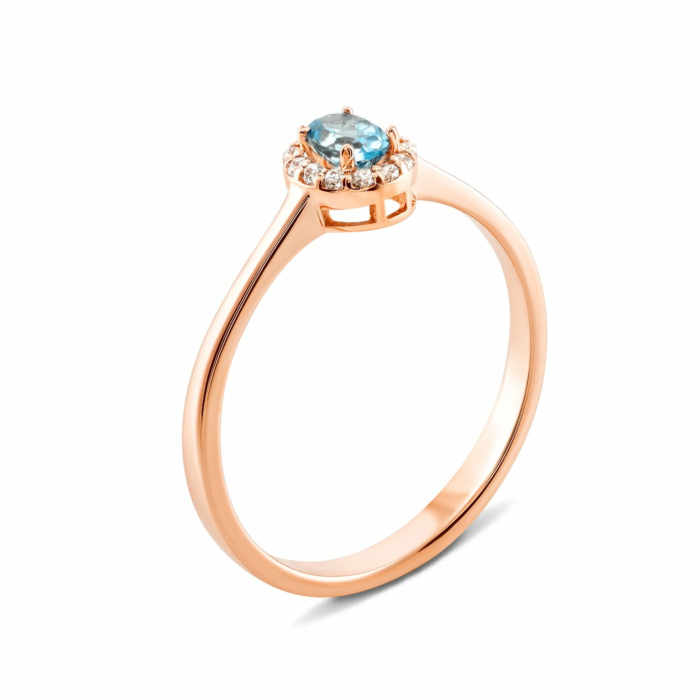 Золотое кольцо с топазом и фианитами. Артикул UG5КД4034топ