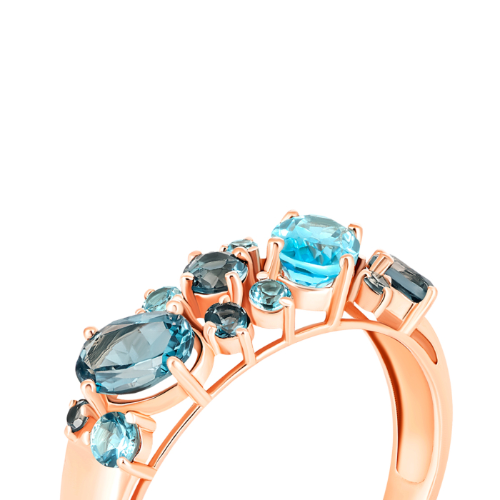 Золота каблучка з топазом swiss і лондон-топазом. Артикул UG5к652тл