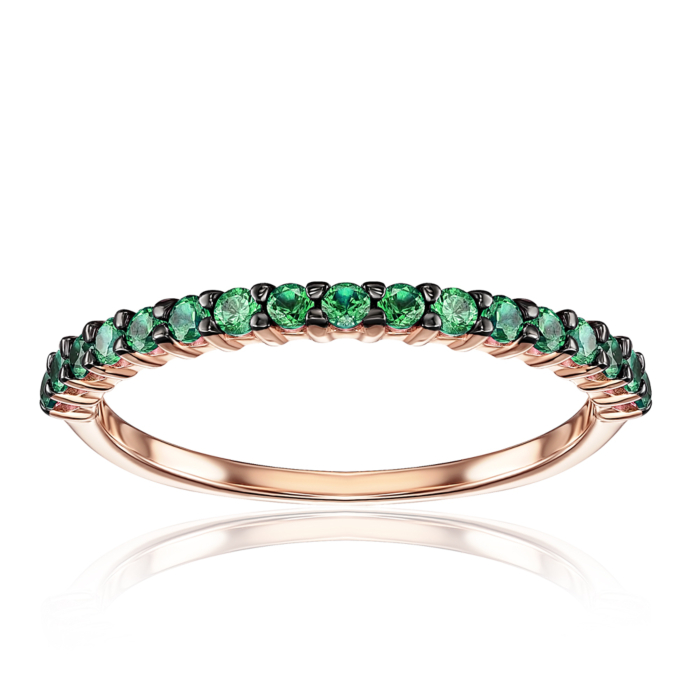Золотое кольцо с зелеными фианитами. Артикул 13248/01/1/772