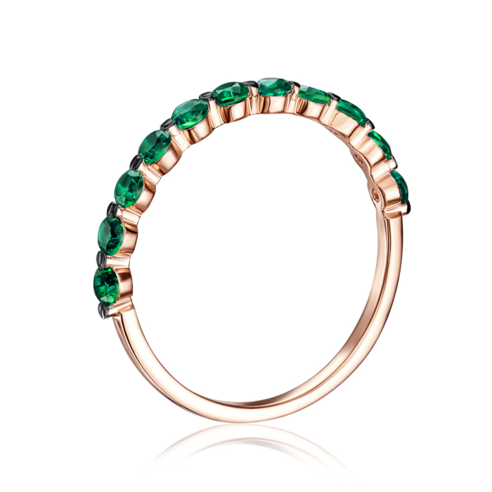 Золотое кольцо с зелеными фианитами. Артикул 13334/01/1/1966