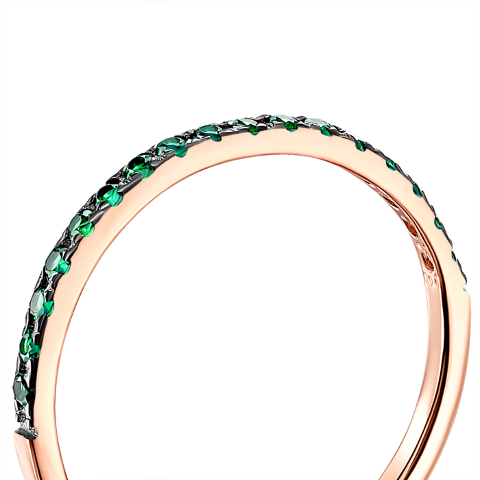 Золотое кольцо с зелеными фианитами. Артикул 13335/01/1/1443