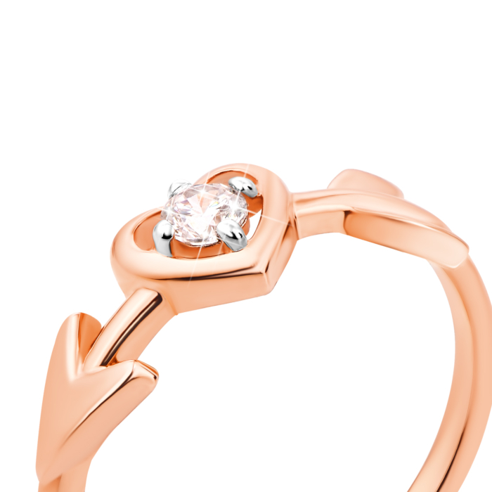 Золота каблучка Серце з фіанітом (13179/01/0/28)