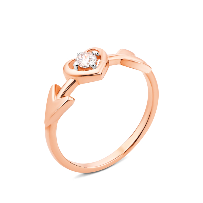 Золота каблучка Серце з фіанітом (13179/01/0/28)
