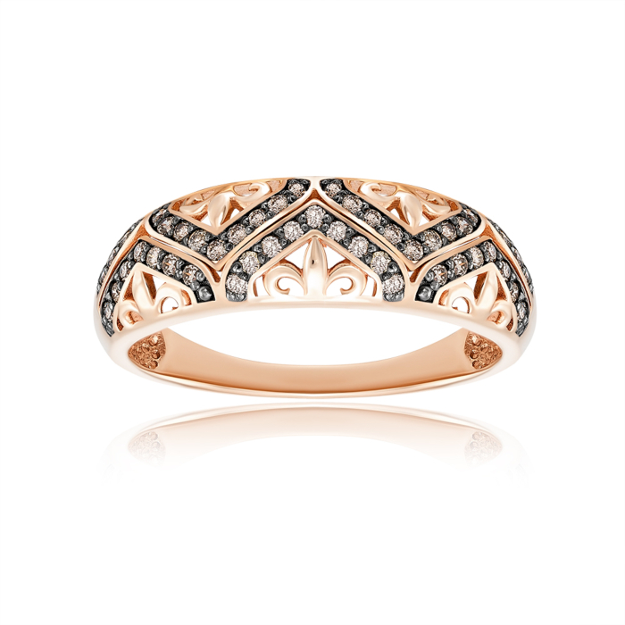 Золотое кольцо с коньячными бриллиантами. Артикул 53529/01/1/8349