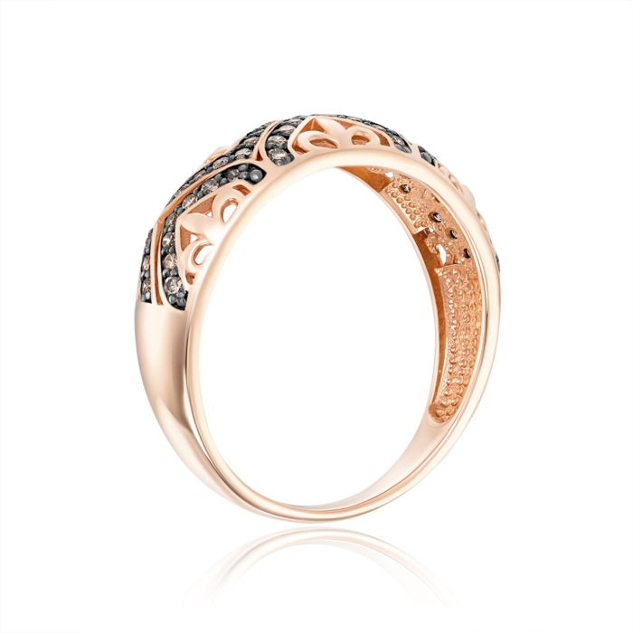 Золотое кольцо с коньячными бриллиантами. Артикул 53529/01/1/8349