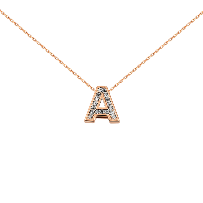 Золоте кольє літера А з фіанітами. Артикул UG5КЛ 013а