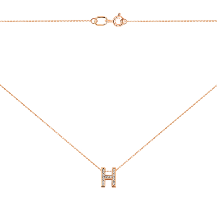 Золотое колье буква Н с фианитами. Артикул UG5КЛ 013н