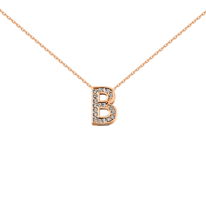 Золоте кольє літера В з фіанітами. Артикул UG5КЛ 013в