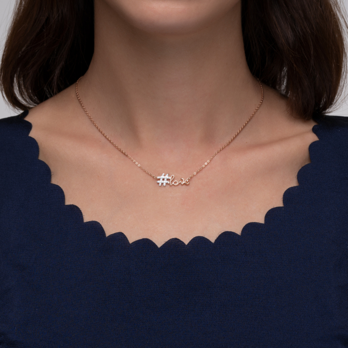 Золоте кольє «Love» з фіанітами. Артикул 6061/66024-3/01/1/1