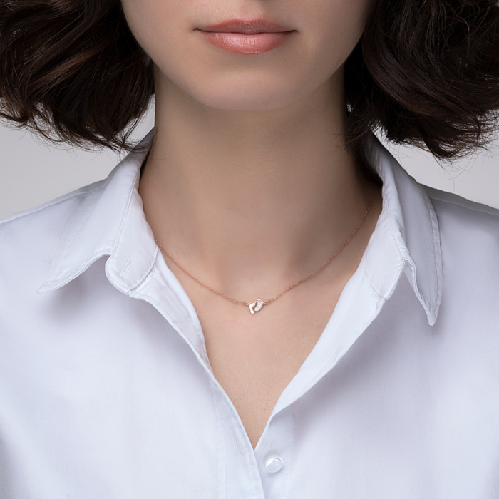 Золоте кольє «Ніжки» з фіанітами. Артикул 6055/66024-3/01/1/42