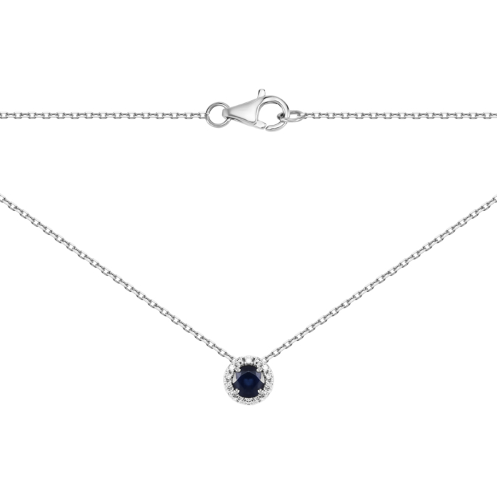 Золотое колье с сапфиром и бриллиантами. Артикул UG580176/1SAPH