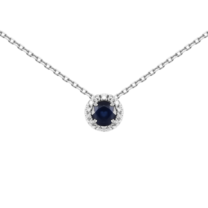 Золотое колье с сапфиром и бриллиантами. Артикул UG580176/1SAPH