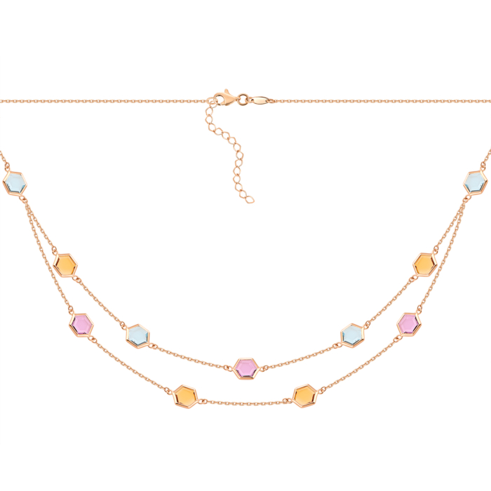 Золотое колье топазом swiss и зеленым кварцем.Артикул UG54/21/112