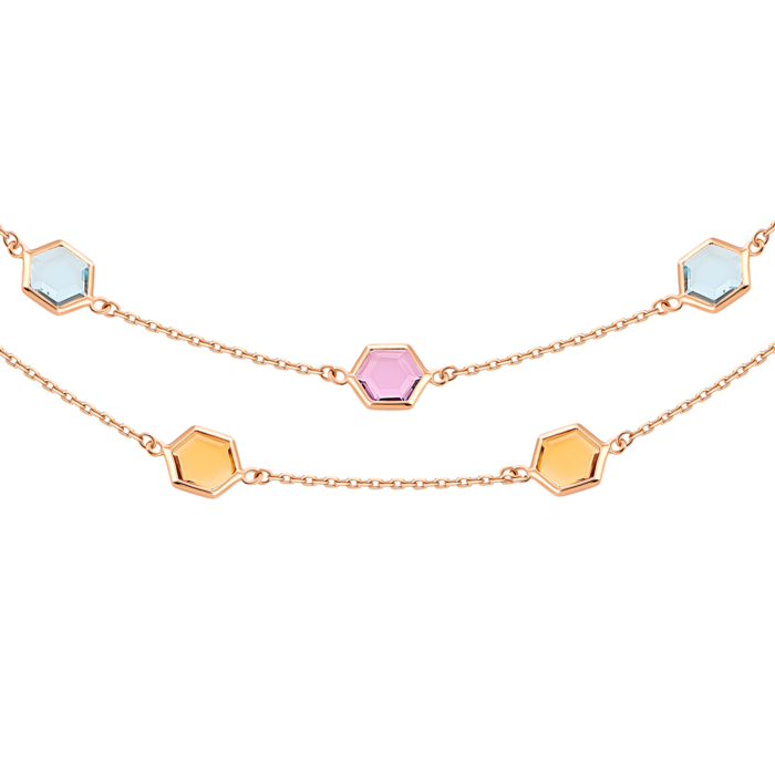 Золотое колье топазом swiss и зеленым кварцем.Артикул UG54/21/112