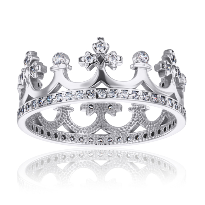 Золотое кольцо «Корона» с фианитами. Артикул 11920/02/1/62