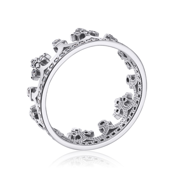 Золотое кольцо «Корона» с фианитами. Артикул 11920/02/1/62