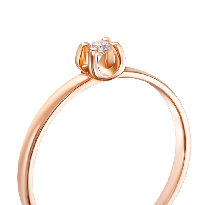 Золота каблучка з діамантом. Артикул 800000/01/0/8556