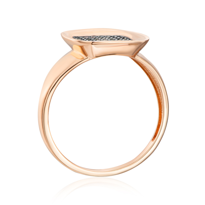 Золота каблучка з чорними фіанітами. Артикул 13889/01/1/526