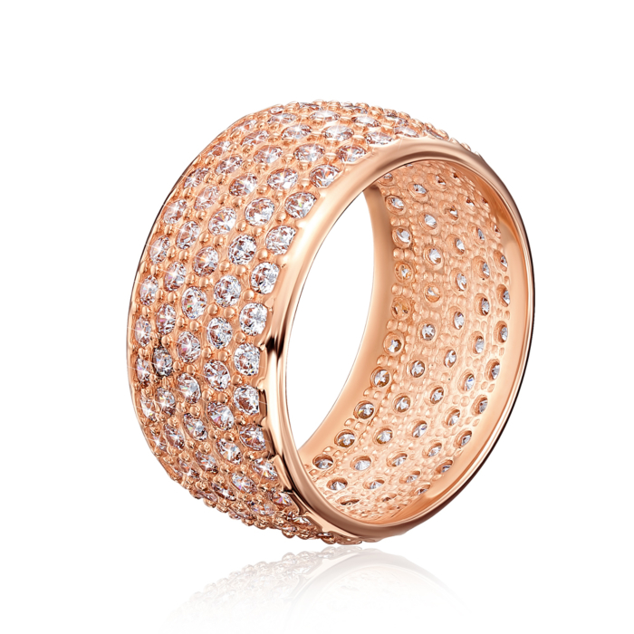 Золотое кольцо с фианитами. Артикул 11455