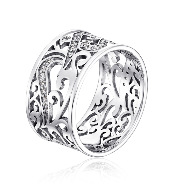 Золотое кольцо с фианитами. Артикул 12046/б