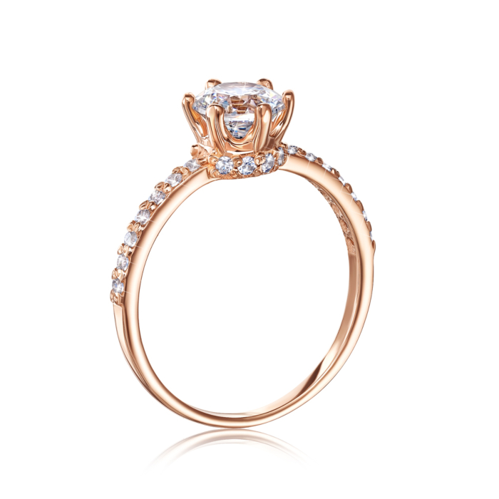 Золотое кольцо с фианитами. Артикул 12310