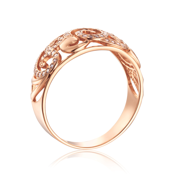 Золотое кольцо с фианитами. Артикул 12890/01/0/1