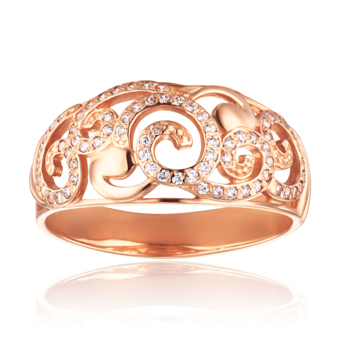 Золотое кольцо с фианитами. Артикул 12890/01/0/1