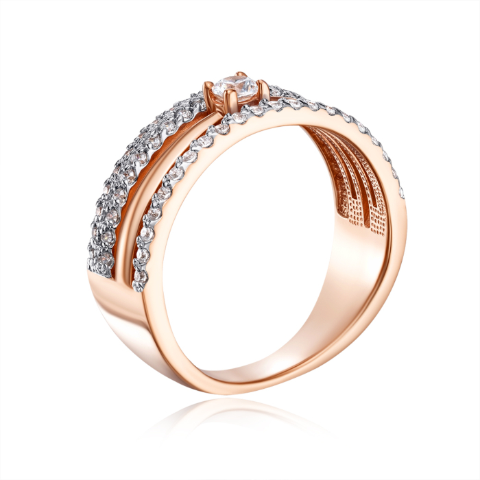Золотое кольцо с фианитами. Артикул 13239/01/1/76