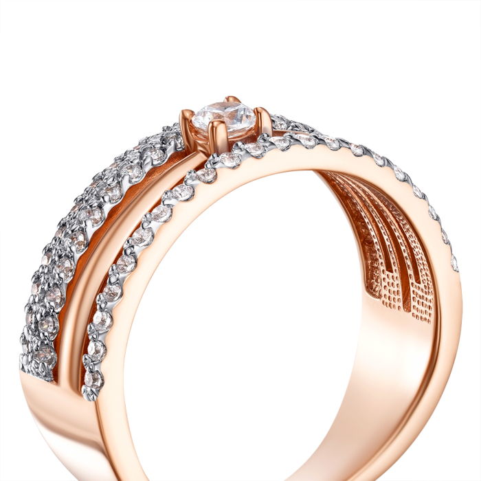 Золотое кольцо с фианитами. Артикул 13239/01/1/76