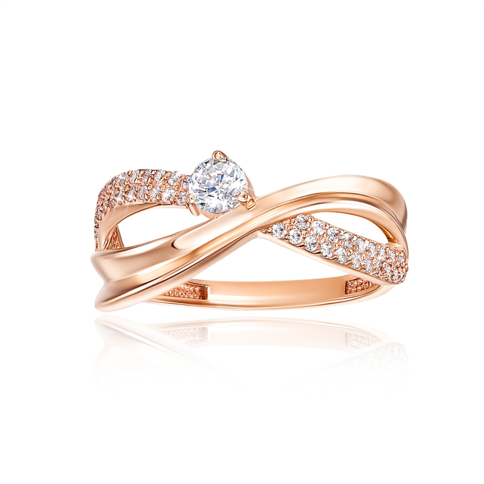 Золота каблучка з фіанітами. Артикул 13572/08/0/2532