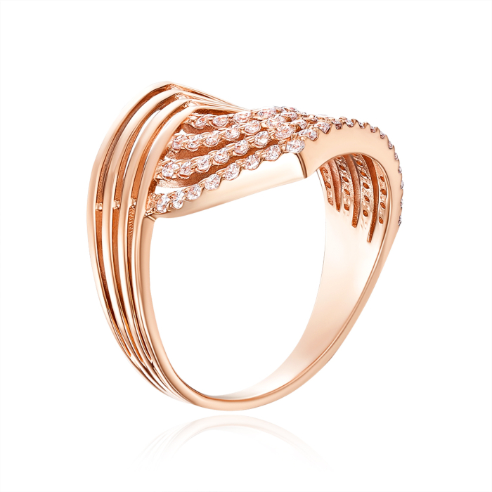 Золотое кольцо с фианитами. Артикул 13617/01/0/13