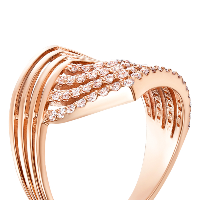 Золотое кольцо с фианитами. Артикул 13617/01/0/13