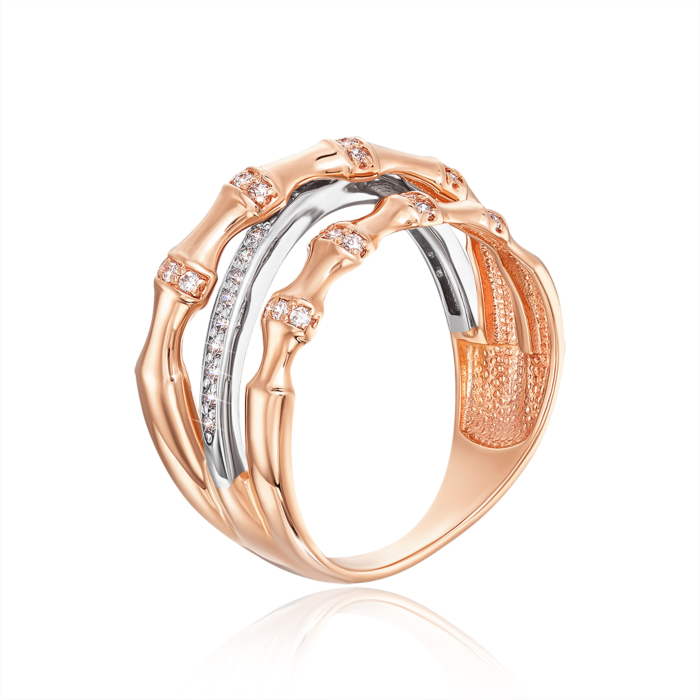 Золотое кольцо с фианитами. Артикул 13720/01/1/1