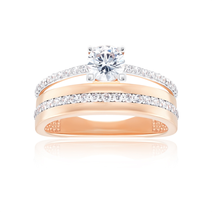 Золота каблучка з фіанітами. Артикул 13757/01/1/70