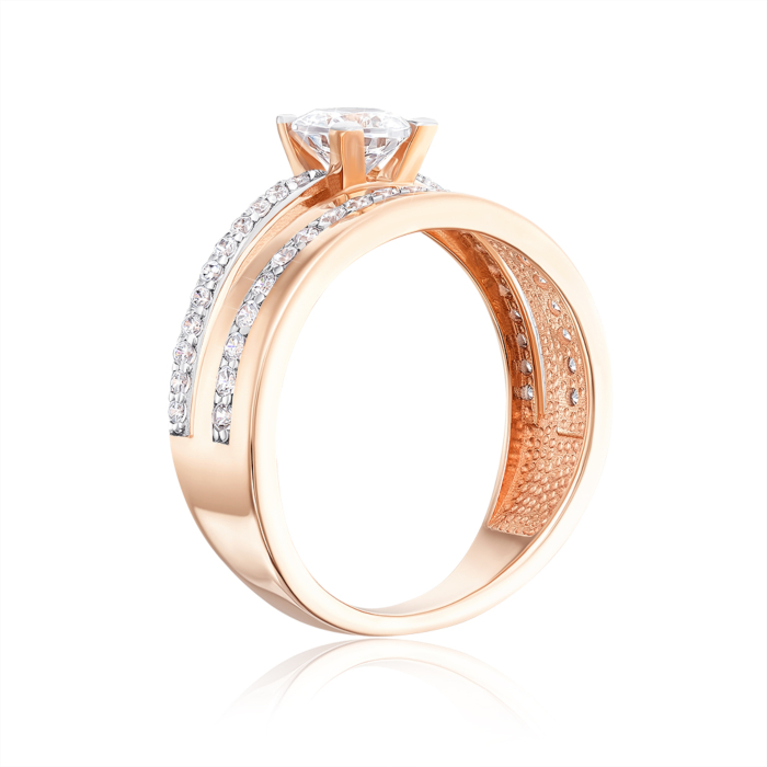 Золота каблучка з фіанітами. Артикул 13757/01/1/70