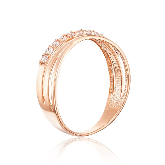 Золотое кольцо с фианитами. Артикул 13762/08/0/3