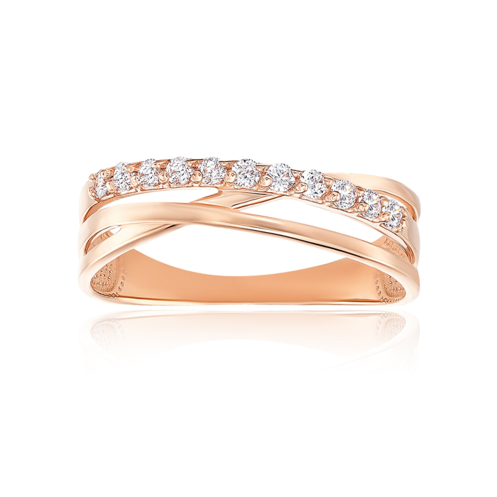 Золотое кольцо с фианитами. Артикул 13762/08/0/3