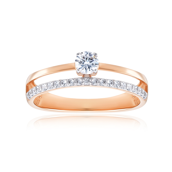 Золота каблучка з фіанітами. Артикул 13825/01/1/142