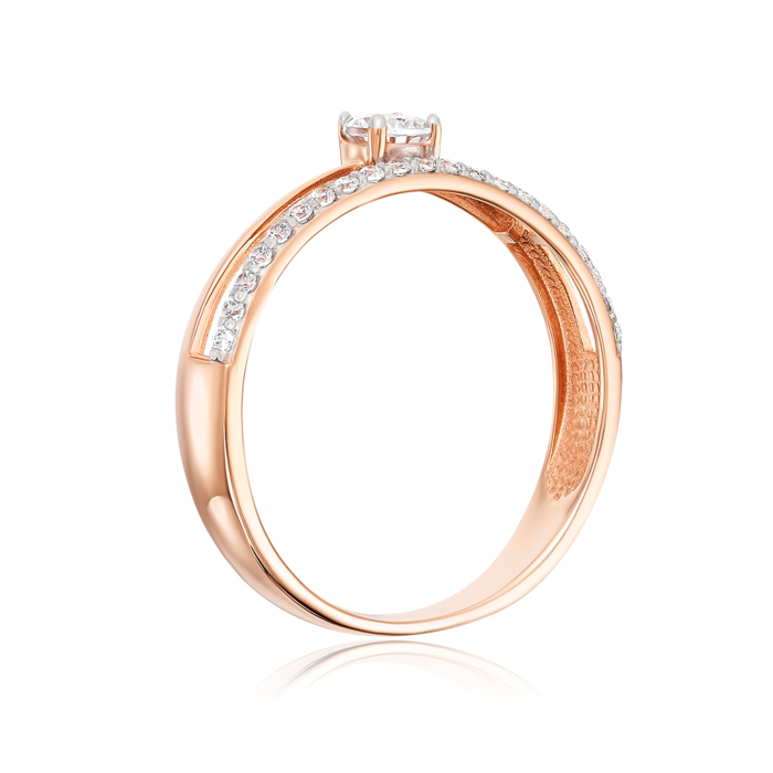 Золота каблучка з фіанітами. Артикул 13825/01/1/142