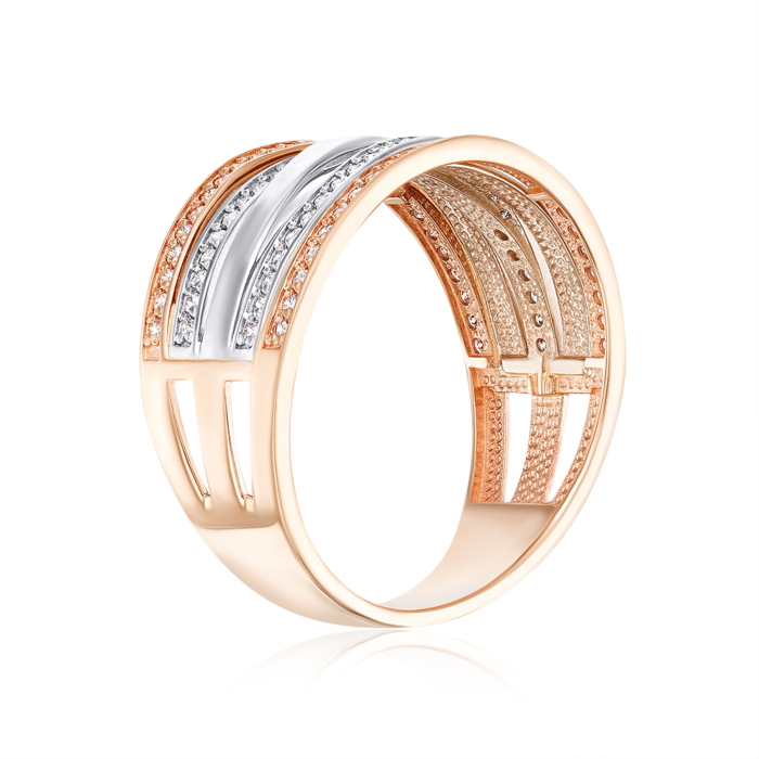 Золота каблучка з фіанітами. Артикул 13845/01/1/42