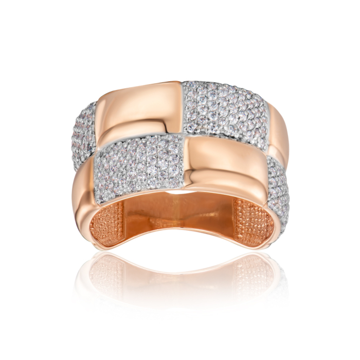 Золота каблучка з фіанітами. Артикул 13877/01/1/42