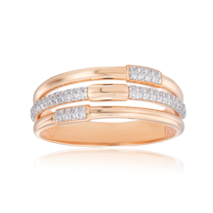 Золота каблучка з фіанітами. Артикул 13895/01/1/42