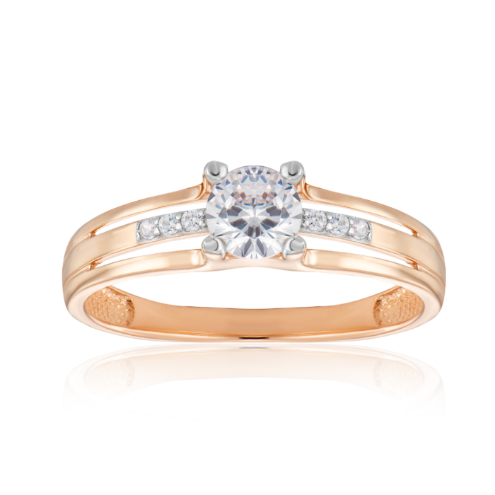 Золота каблучка з фіанітами. Артикул 13939/01/1/145