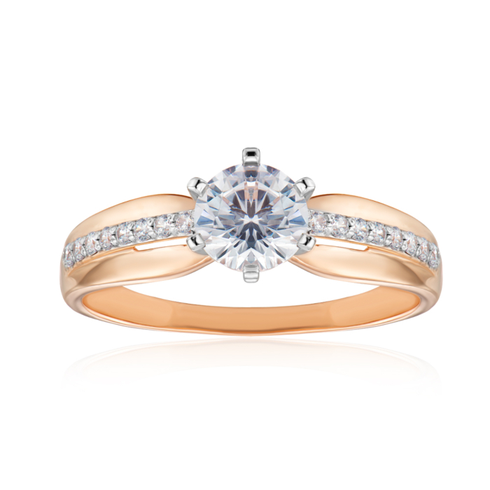 Золотое кольцо с фианитами. Артикул 13953/01/1/87