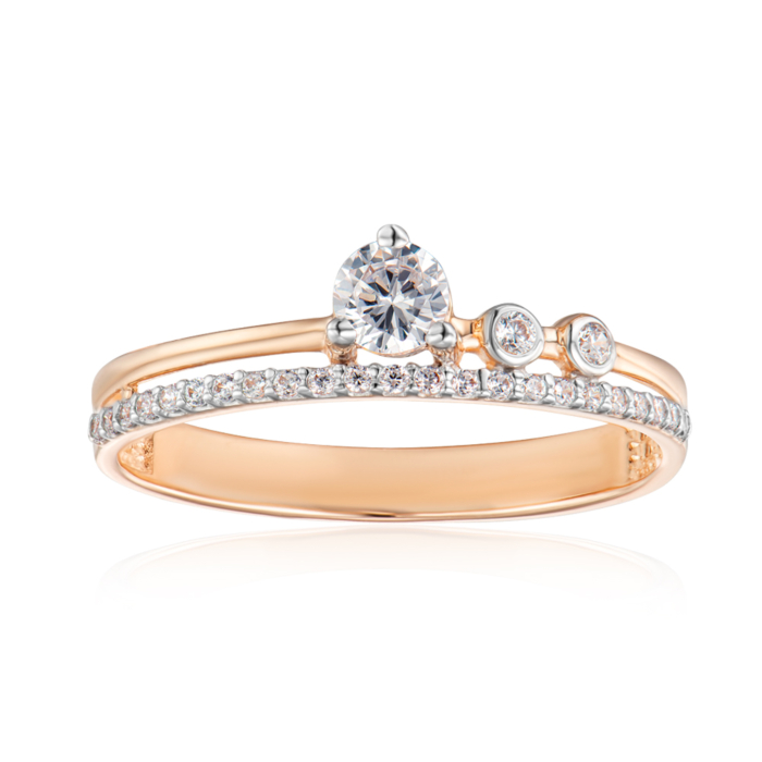 Золотое кольцо с фианитами. Артикул 13957/01/1/179