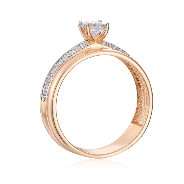 Золота каблучка з фіанітами. Артикул 13959/01/1/15