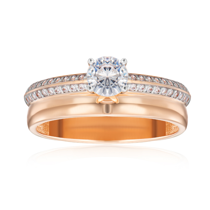 Золота каблучка з фіанітами. Артикул 13959/01/1/15