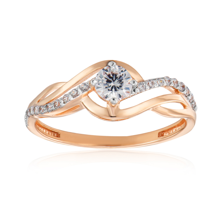 Золотое кольцо с фианитами. Артикул 13961/01/1/26