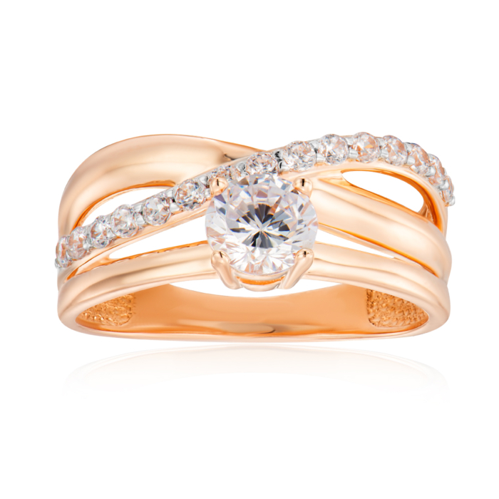 Золота каблучка з фіанітами. Артикул 13964/01/1/80